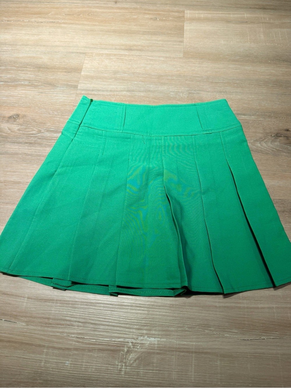 SHEIN Bright Green Pleated Skater Mini Skirt